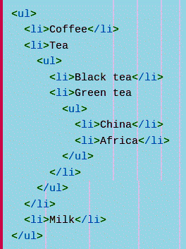 html source code of an unordered list item