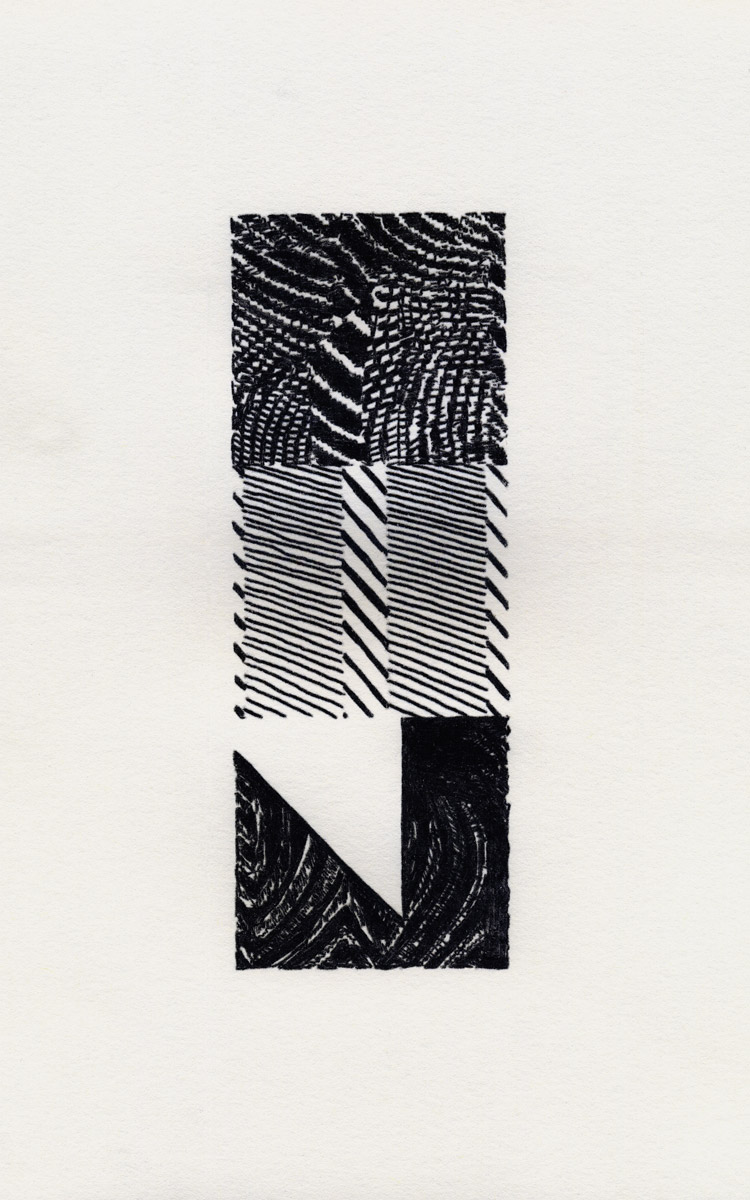 glitched pixel graphic traced on paper