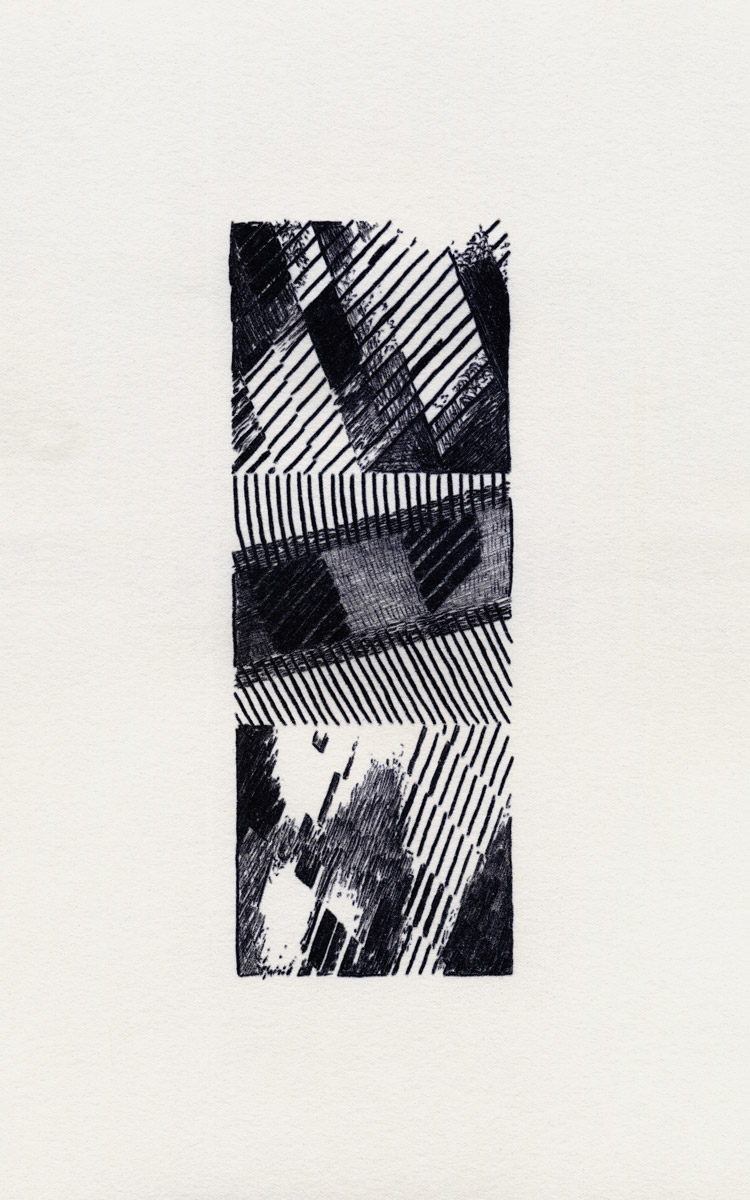 glitched pixel graphic traced on paper