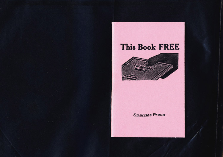pink book cover showing a vintage book advertising illustration, a hand giving a book