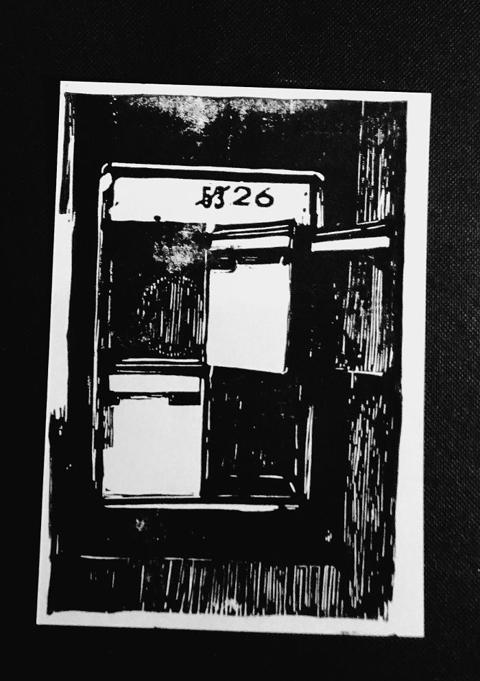 emptymailboxes, linocut