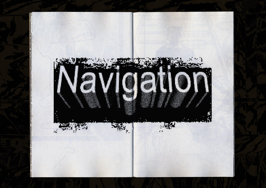 spread page print of of the 3d wordart gif animation text. This time you can read, it says: Navigation